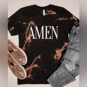 Amen bleached T shirt.  Large and xlg